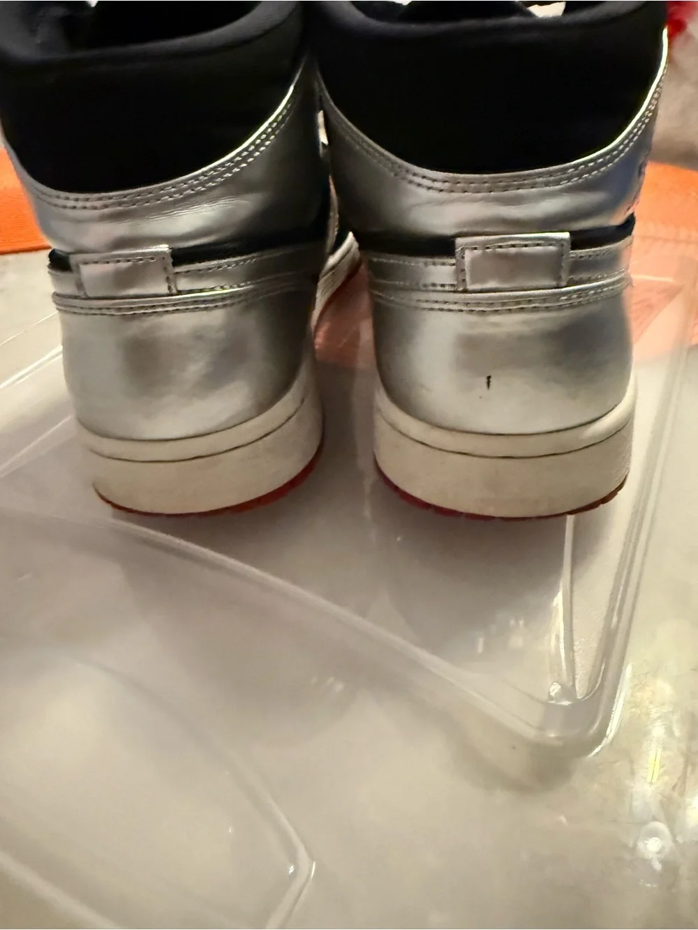 Nike Black White Silver Red Air Jordan 1 Mid Sneakers